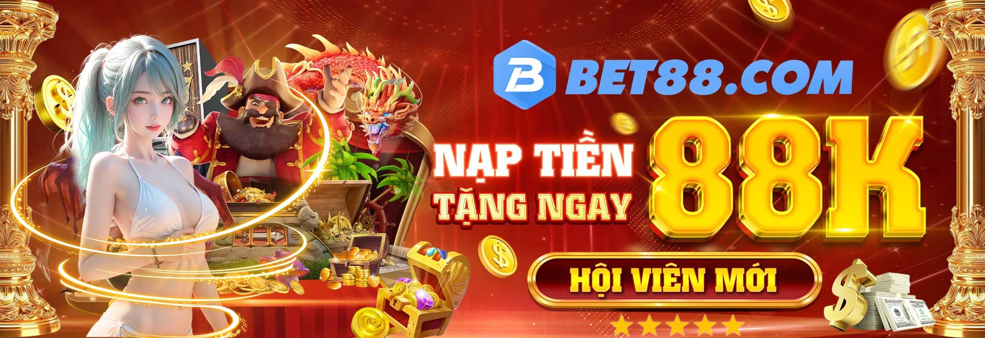 Banner khuyến mãi BET88: Đăng ký tặng 88K
